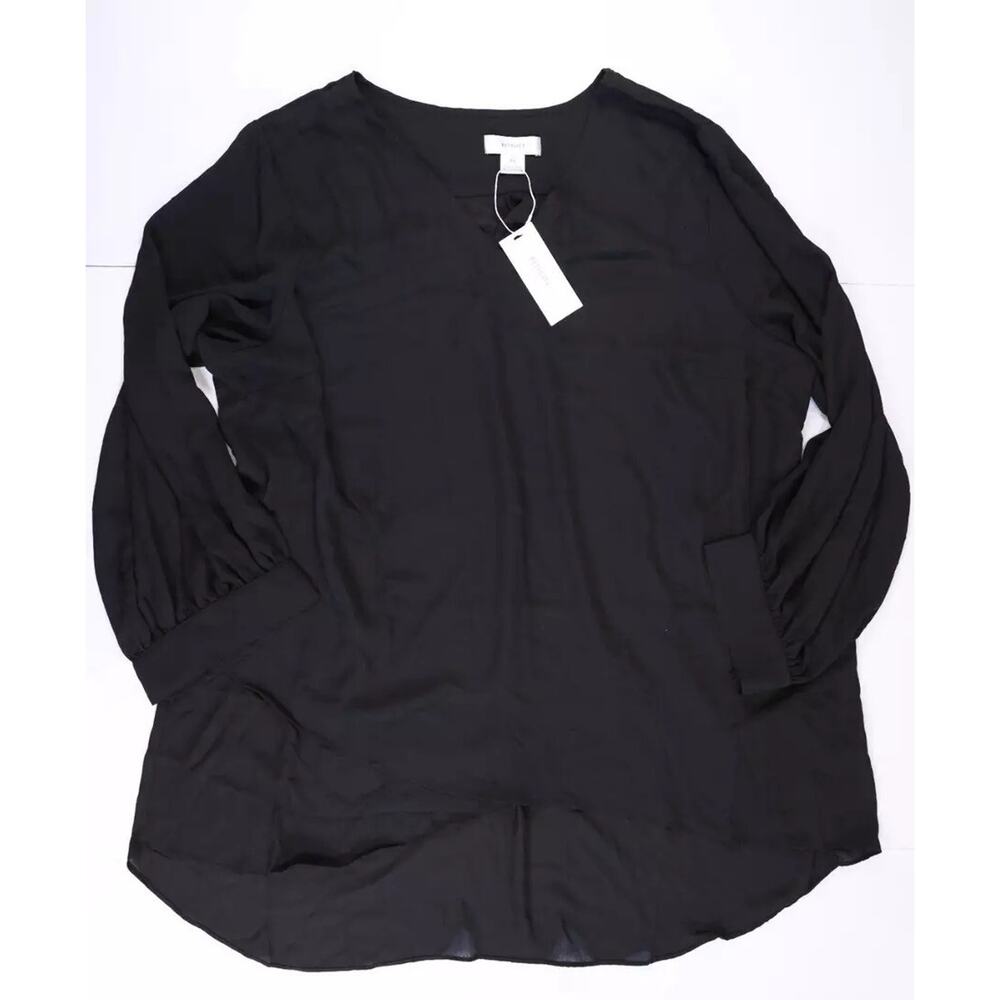 Refinity Chic Top Overlay Shirt V Kneck with Pockets Size XL Black